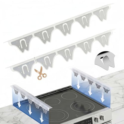Silicone Stove Gap Covers with Stainless Steel, Oven Gap Filler Seals Gaps Between Stovetop and Counter, Stove Gap Guards Range Trim Kit, Easy to Clean Stove Gap Guard (Clear 2 Pack,25") - color: Clear, size: 25 inches