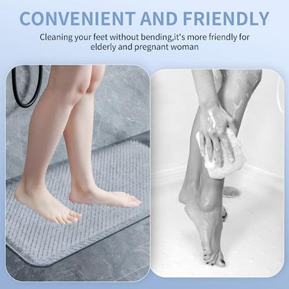Yolife Shower Foot Scrubber Mat, Anti-Slip Bath Mat with Scrub Bristles, Soft Shower Foot Massager with Strong Suction Cups for Soothe Achy Feet,27.5'' x 15.7'' - color: Clear, size: 27.5" x 15.7" (Rectangular)