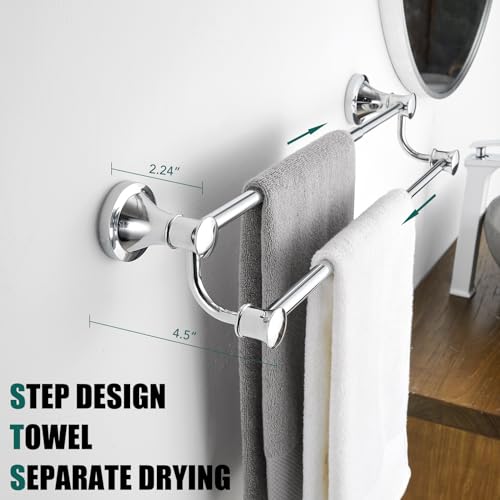 Hoimpro Double Towel Bar Towel Rack for Bathroom Wall Mounted Chrome | Adjustable 16-26 In,Wall Mounted Towel Holder, Stainless Steel, Rustproof, Towel Bar Rod Hanger Hardware Accessories Hotel - color: Chrome