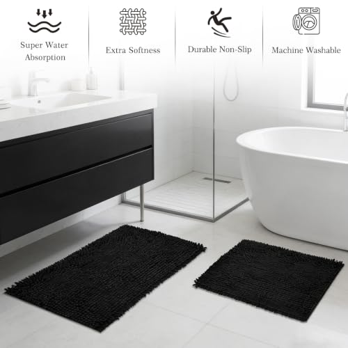Bathroom Sets with Shower Curtain and Rugs, 8 Pcs Black Bathroom Accessories with Trash Can, Waterproof Shower Curtain, Bathroom Rugs Super Absorbent, Modern Bathroom Sets Complete Decor - size: 5Pcs Bathroom Set + Shower Curtain + Rugs