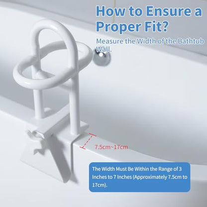 Triple Grip Adjustable Bathtub Handles for Seniors, Fits 3-Inch+ Thick Walls. Please Measure Before Purchasing Tub Grab Bars for Side of Tub, Handicap Grab Bars, Tub Handles for Elderly Balance