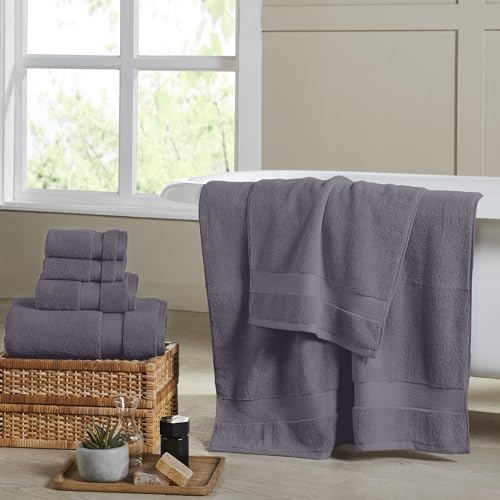 Modern Threads Luxury 6-Piece Quick-Dry Towel Set – Plush & Ultra-Absorbent for Spa-Like Experience, Gray - color: Gray