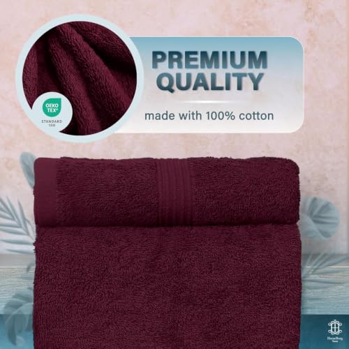 Luxe 2-Piece Bath Towel Set – Large Soft Cotton Towels, Absorbent, Durable & Skin-Friendly, Machine Washable, 27 x 54 in (Velvet Wine) - color: Velvet Wine