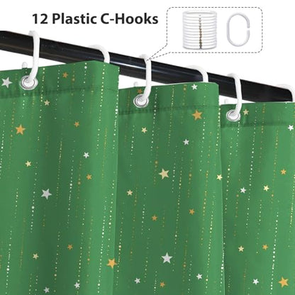 Starry Night Shower Curtain, Waterproof Shower Curtains for Bathroom, Cloth Star Shower Curtain Set with Hooks, Green Celestial Space Shower Curtains, 72x84 Inches - color: Starry Night - Green, size: 72"W x 84"L (Pack of 1)