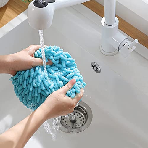 Emivery 4 Pcs Microfiber Hand Drying Towels, Absorbent Chenille Hand Towel with Hanging Loop, Quick Dry Hand Plush Absorbent Towels for Kitchen Bathroom - color: Gray,blue