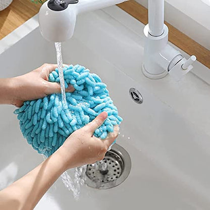 Emivery 4 Pcs Microfiber Hand Drying Towels, Absorbent Chenille Hand Towel with Hanging Loop, Quick Dry Hand Plush Absorbent Towels for Kitchen Bathroom - color: Gray,blue
