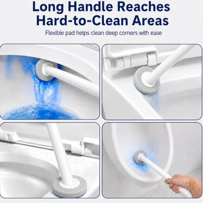 UFORU Disposable Toilet Brush and Holder Set, Toilet Wand Kit, 42 Refills | Preloaded Foaming Heads, Hands-Free Release, Flexible Under-Rim Reach, Auto-Open Caddy, Wall-Mount Storage, Bathroom & RV Use