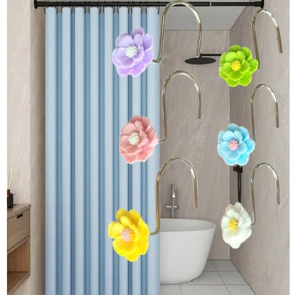 Twofish Home Flower Shower Curtain Hooks Pack of 12 Anti Rust Decorative Resin Shower Curtain Rings - color: Tetrachromic Flower