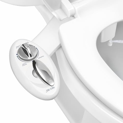 LUXE Bidet NEO 180 - Non-Electric Bidet Attachment for Toilet Seat, White | Dual Nozzle, Self-Cleaning, Adjustable Water Pressure, Rear & Feminine Wash, with Lever Control - color: White