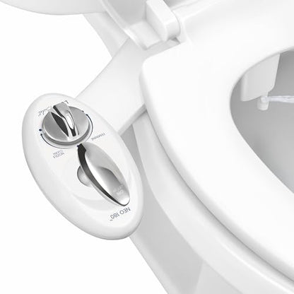 LUXE Bidet NEO 180 - Non-Electric Bidet Attachment for Toilet Seat, White | Dual Nozzle, Self-Cleaning, Adjustable Water Pressure, Rear & Feminine Wash, with Lever Control - color: White