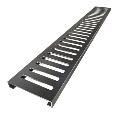 Redi Trench 36 In x 60 In Single Curb Tileable Shower Pan with Left Drain and Linear Brushed Nickel Grate - color: Left Drain, Single Curb, Brushed Nickel