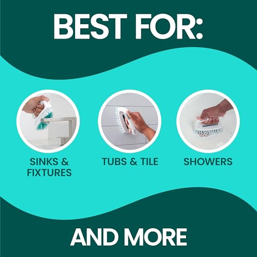 Scotch-Brite All Purpose Brush – Durable Bristles for Tile Floors, Walls, Shower Doors, Tubs & Bathroom Fixtures, Ergonomic Non-Slip Handle, Multi-Surface Cleaning Tool, Easy to Rinse & Store, 1 Count