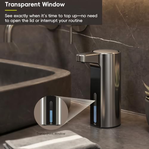 EKO Aroma 9 fl oz Automatic Liquid Soap Dispenser, Rechargeable & Water-Resistant for Kitchen and Bathroom with Adjustable Soap Dispensing Volume Control (Chrome Metallic) - color: Chrome Metallic, size: 9 oz (Standard Rechargeable)