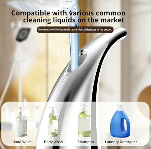 Soap Dispenser,Adjustable 4-Level Touchless Bath Kitchen Countertop Automatic Soap Dispenser with Infrared Motion Sensor,IPX6 Waterproof.Perfect for Bathroom and Kitchen. - color: Silver-adjustable Dispenser