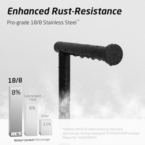 KES Black Toilet Paper Holder Freestanding 26" with Marble Base | 304 Stainless Steel, No-Drill 1-Minute Assembly, Anti-Slip Cushion Pads, Modern Design For Bathroom, Hotel Use - color: White Marble & Black Bar, size: 26"H
