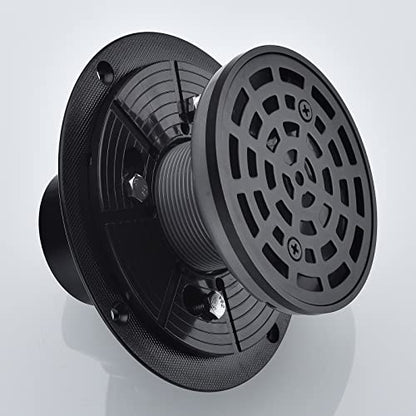 RANDOM Round Shower Drain Kit Matte Black with Adjustable Base Flange,4 Inch Shower Drain Cover with Threaded Adapter,Removable Invisible Look 304 Stainless Steel - color: A-matte Black-4″ Round With Base Flange