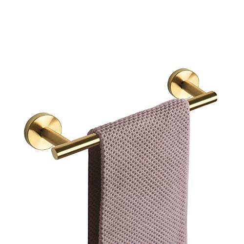 NearMoon Bath Towel Bar, Thicken Stainless Steel Shower Towel Rack Holder Wall Mounted for Bathroom, 12-lnch Overall Length-10-lnch Usable Hanging Space (1 Pack, Brushed Gold) - color: Brushed Gold, size: 12 Inch
