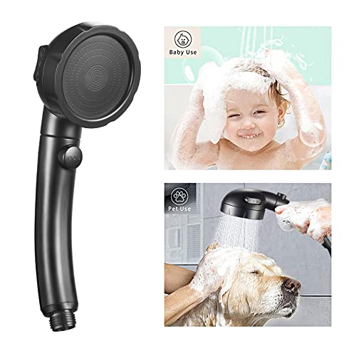 RV & Camper High Pressure Handheld Shower Head with Pause Button | 3 Spray Modes with ON/OFF Switch, Detachable Dog Shower Attachment, Pet Shower Wand with Bracket & Hose, Matte Black - color: Black