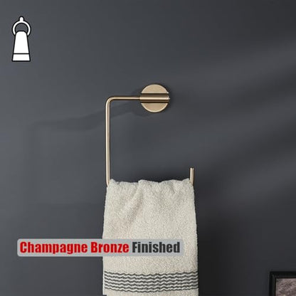 JQK Towel Ring Champagne Bronze, Stainless Steel Square Ring Towel Holder for Bathroom, 6 Inch Wall Mount, TR140-CB - color: Champagne Bronze