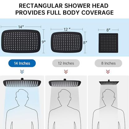 G-Promise 14 Inch All Metal Rain Shower Head with Handheld (Matte Black) | Suits Every Height, Pause Mode Diverter, Massage Mode Handheld, Full Body Coverage, Easy to Install, Modern Bath Upgrade - color: Matte Black, size: 14 Inch