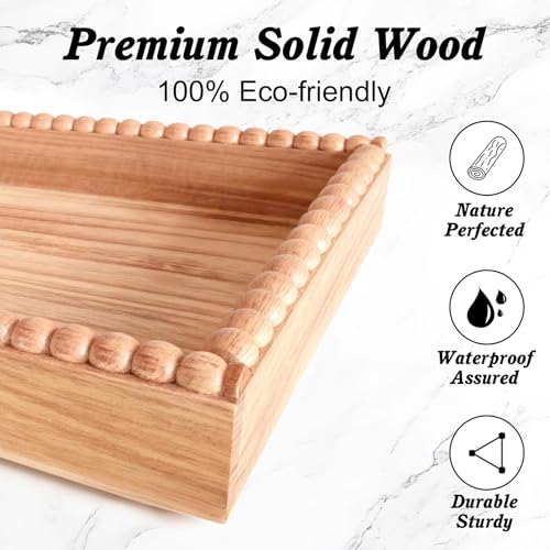 Bathroom Vanity Organizer Countertop 2-Tier Waterproof 20+ Bottles 8 Hooks | Tall space large perfume/skincare bottles, vanity/bathroom/dresser, paulownia wood, hooks keep jewelry neat, non-slip base - color: A-Large&Medium-Black & Light Brown