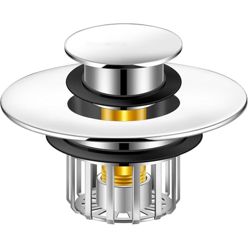 Bathtub Stopper Shower Drain Hair Catcher Pop-up Tub Stopper with Strainer | Bathroom Drain Plug Drain Protector for with Effective Filter Basket for for 1-1/2” to 1-3/4" Drain Hole