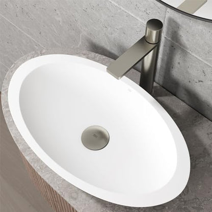 Vigo Bathroom Sink Pop Up Drain Without Overflow, Brushed Nickel Drain Stopper with ClogFree QuickDrain Technology & Matching Mounting Ring - color: Brushed Nickel