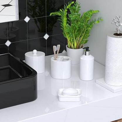 2-Piece Composite Granite Soap Dish for Shower - Elegant Stone-Look Bar Soap Holder with Strainer - Durable & Non-Porous Soap Tray for Bathroom and Kitchen Sink, Easy Clean (White) - color: White