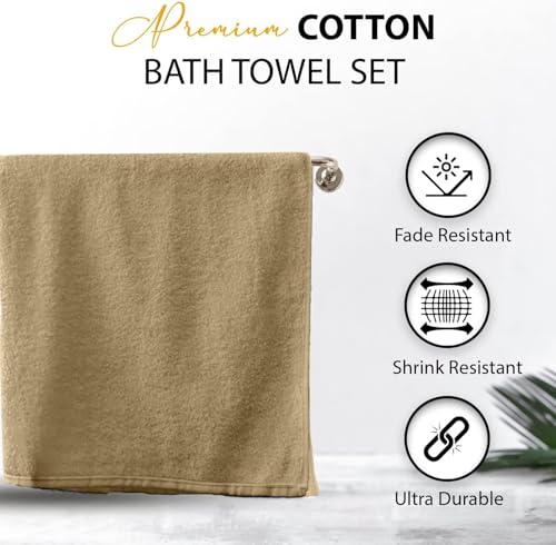 KAHAF COLLECTION 100% Cotton Bath Towels, 24x48 Pack of 6 Towels, Quick Dry, Highly Absorbent, Soft Feel Towel, Gym, Spa, Bathroom, Shower, Pool, Luxury Soft Towels (Beige, 24x48-6 Pack) - color: Beige, size: 24x48 - 6 PACK