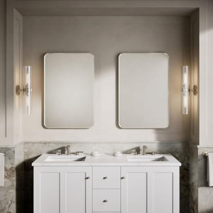 Kohler Essential 24 in. W x 36 in. H Rectangular Framed Wall Mount Bathroom Vanity Mirror in Brushed Nickel - color: Brushed Nickel, size: 36"L x 24"W, style: Rectangle