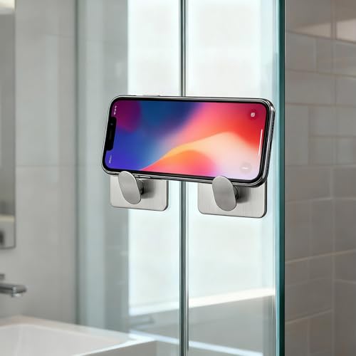 2"x 2" Adhesive Towel Hooks 4Pack Heavy Duty Wall Hooks 15lb Max | No Drilling Sticky Hanger for Bathroom Shower Kitchen RV Dorm Apartment, Waterproof Rustproof Stainless Steel Brushed Nickel - color: Sq- Brushed Nickel