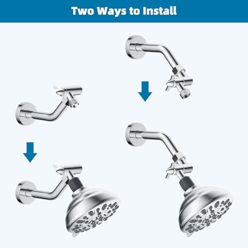 Hibbent All Metal Shower Head Elbow Adapter, 360 ° Adjustable Swivel Brass Showerhead Adapter for Fixed and Rain Showerhead, Stainless Steel Wall Mounted Shower Connector, Chrome - color: Chrome