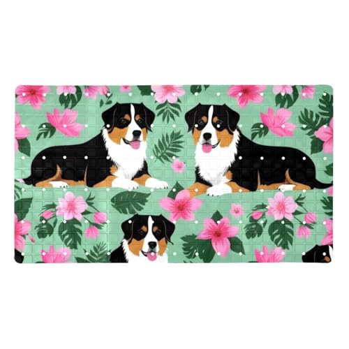 Shower Mat Bathtub Mat, 26.8x15.1 inch, Non-Slip Bath Mat with Drain, Quick Drying PVC Bathmat for Tub, Shower, Bathroom, Corgi Dog Flowers - color: Multi 9