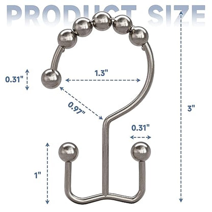 Titanker Shower Curtain Hooks Rings, Rust Resistant Metal Double Glide Shower Hooks Rings for Bathroom Shower Rods Curtains, Set of 12 Hooks - Nickel - color: Nickel, style: Modern