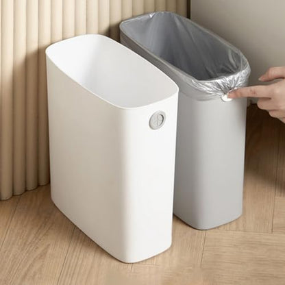 Agatige Small Trash Can, Pp Slim Open Top Narrow Garbage Container Bin Wastebasket Garbage Can with Fixing Holes for Bathroom Office Bedroom Kitchen (Grey) - color: grey