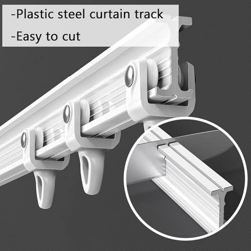 Flexible Curtain Track Cuttable, Bendable Curved Curtain Rails for Bay Window, Room Divider, RV-Shower, Wall/Ceiling Mount White Curtain Track System(Wall Mount,2m/6.6ft) - color: Wall Mount, size: 2m/6.6ft