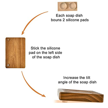 Wooden Soap Dishes for Bathroom Shower,Teak (2P) | Bar Soap Holder with Self Draining Tray, Natural Waterfall Drain Soap Saver