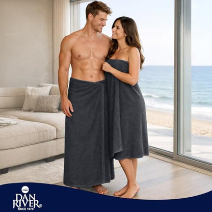 DAN RIVER Pack of 1 Oversized Bath Sheet, 40 x 80 Inches, Charcoal | 100% Cotton Jumbo Bath Towel with Extra Large Coverage, Lightweight Feel, Super Soft & Quick Dry - color: Charcoal, size: 40x80" Oversized Bath Sheet