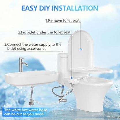 Warm & Cold Water Bidet Attachment for Toilet Seat, Ultra-Slim Non-Electric Toilet Seat Attachment, Rear and Feminine Wash Self-Cleaning