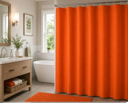 BH Home Shower Curtain Polyester Fabric Water Resistant Shower Curtain or Liner. Hotel Collection Quality. (Orange) - color: Orange