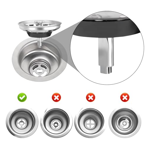 2 Pack - Kitchen Sink Strainer and Stopper Kit Basket - Replacement for US Standard 3-1/2 Inch Kitchen Sink Drain - 304 Stainless Steel Basket with Knob - Rubber Sink Stopper Bottom