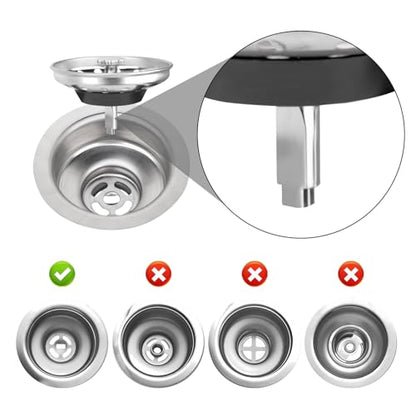 2 Pack - Kitchen Sink Strainer and Stopper Kit Basket - Replacement for US Standard 3-1/2 Inch Kitchen Sink Drain - 304 Stainless Steel Basket with Knob - Rubber Sink Stopper Bottom