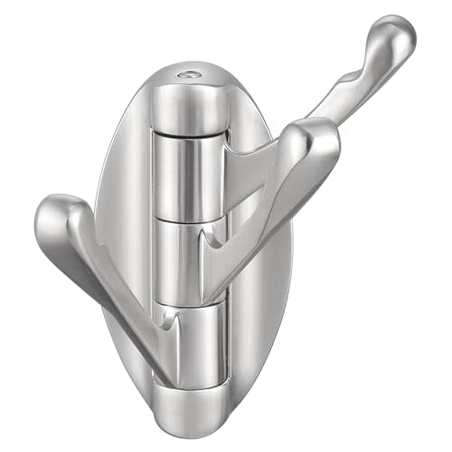 Angle Simple Bathroom Towel Hook Swivel, Robe Coat Hanger, Brushed Nickel | Zinc Alloy Foldable Robe Hook 3 Arms, Fold Flat When Not in Use, Space-Saving for Compact Rooms, Screw Wall Mount - color: Brushed Nickel, size: 1 Pack