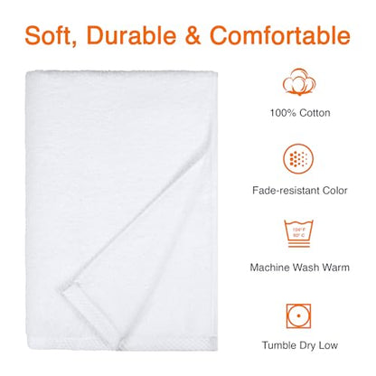 Amazon Basics 2-Piece Quick-Dry Oversize Bath Towel, 100% Cotton, 62" x 30", White - color: White, size: 2 Piece, style: Bath Sheet (Pack of 2)