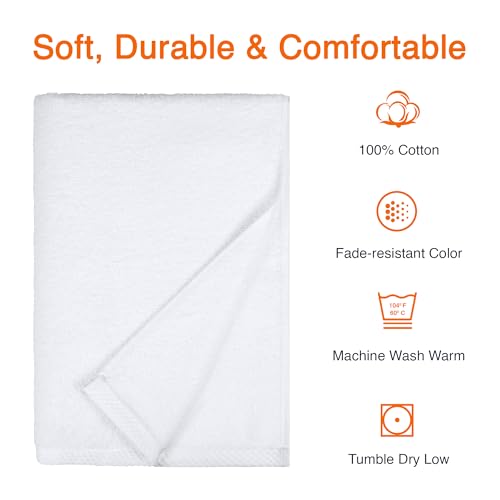 Amazon Basics 2-Piece Quick-Dry Oversize Bath Towel, 100% Cotton, 54" x 30", White - color: White, size: 2 Piece, style: Bath Towel (Pack of 2)