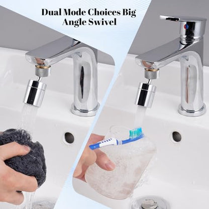 Hibbent NSF/ANSI/CAN 61 Certified Dual-function Faucet Aerator, CUPC Certification Big Angle Rotate Kitchen Sink Aerator 360 Degree Swivel Sink Sprayer Attachment-55/64 Inch Female Thread-Chrome - color: Chrome, style: Upgraded Aerator with 2 Swivel Joint