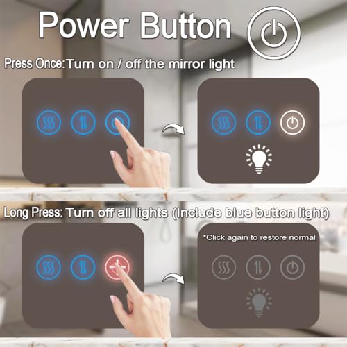 THEKLA Backlit Round LED Bathroom Mirror, 24 inch, 3 Color Dimmable, Anti-Fog, Wall Mount, Smart Light up Mirror - color: 24"l X 24"w