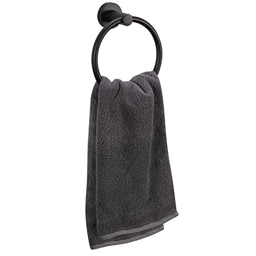 Bahroom Towel Ring,Matte Circle Hand Towel Holder,Heavy Duty Round Towel Holder Wall Mount Towel Rack Black - color: Towel Ring