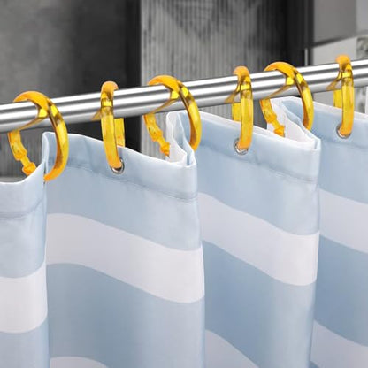 Golden Yellow Shower Curtain Hooks - 12 Pcs Circular Plastic Shower Curtain Rings for Bathroom - O Shaped Gold Yellow Shower Hooks Rings for Shower Curtain Rod - color: Golden Yellow