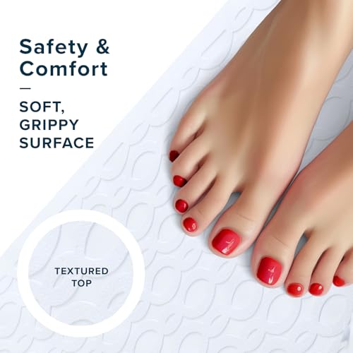 SlipX Solutions Rubber Non Slip Bathtub Mat, 15x27, White | Large Size For Tub & Shower, Soft Grippy Top, 200 Suction Cups, Machine Washable, Natural Rubber - color: White, size: 27" x 15" (Rectangular)